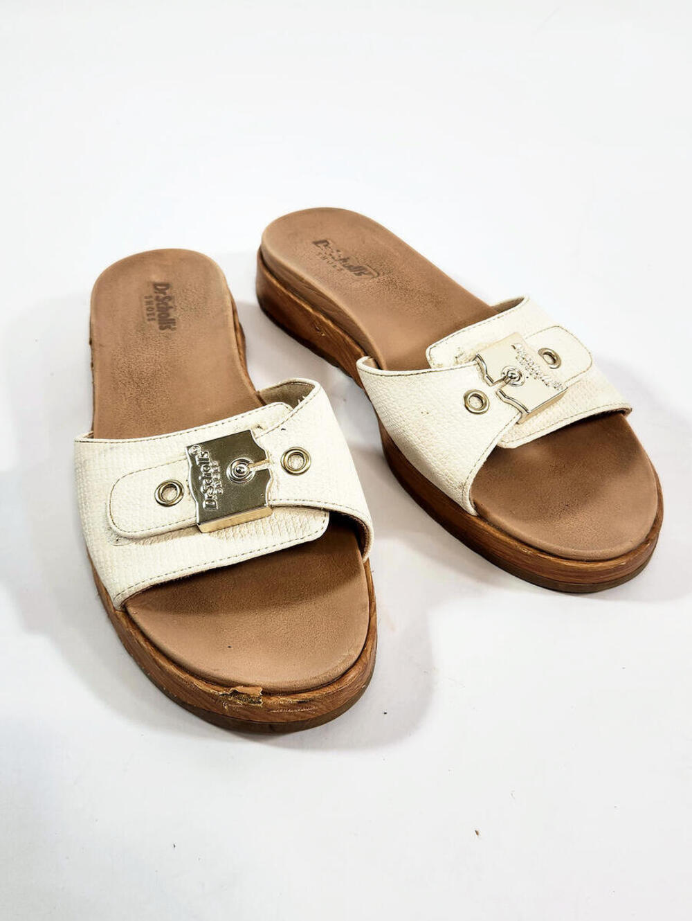 Dr. Scholl's Women's Cream Buckle Slide Sandals Size 6